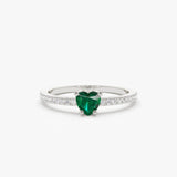 14k Heart-Shaped Emerald Ring 14K White Gold Ferkos Fine Jewelry