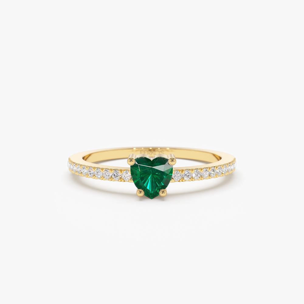14k Heart-Shaped Emerald Ring 14K Gold Ferkos Fine Jewelry