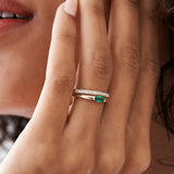 14K Horizontal Marquise Shape Natural Emerald Ring  Ferkos Fine Jewelry