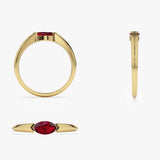 14K Horizontal Marquise Shape Natural Ruby Ring  Ferkos Fine Jewelry