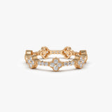14k Full Eternity Clover Diamond Ring 14K Rose Gold Ferkos Fine Jewelry
