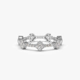 14k Full Eternity Clover Diamond Ring 14K White Gold Ferkos Fine Jewelry