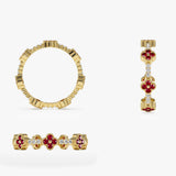 Full Eternity Clover Ruby and Diamond Ring in 14k Gold  Ferkos Fine Jewelry