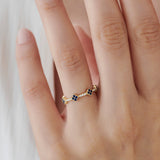 14k Full Eternity Clover Sapphire and Diamond Ring  Ferkos Fine Jewelry