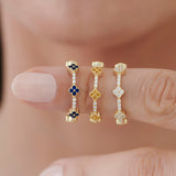 14k Full Eternity Clover Sapphire and Diamond Ring  Ferkos Fine Jewelry