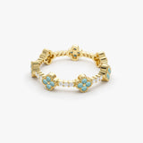 14k Full Eternity Clover Turquoise and Diamond Ring  Ferkos Fine Jewelry