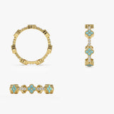 14k Full Eternity Clover Turquoise and Diamond Ring  Ferkos Fine Jewelry