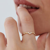 14k Curved Chevron Diamond Stacking Ring  Ferkos Fine Jewelry