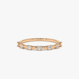 14K Half Eternity Minimalist Diamond Wedding Ring 14K Rose Gold Ferkos Fine Jewelry