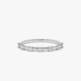 14K Half Eternity Minimalist Diamond Wedding Ring 14K White Gold Ferkos Fine Jewelry