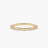 14K Half Eternity Minimalist Diamond Wedding Ring 14K Gold Ferkos Fine Jewelry