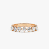 14k 7 Stone Prong Setting Diamond Wedding Band 0.70 Ctw 14K Rose Gold Ferkos Fine Jewelry