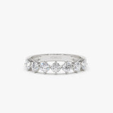 14k 7 Stone Prong Setting Diamond Wedding Band 0.70 Ctw 14K White Gold Ferkos Fine Jewelry
