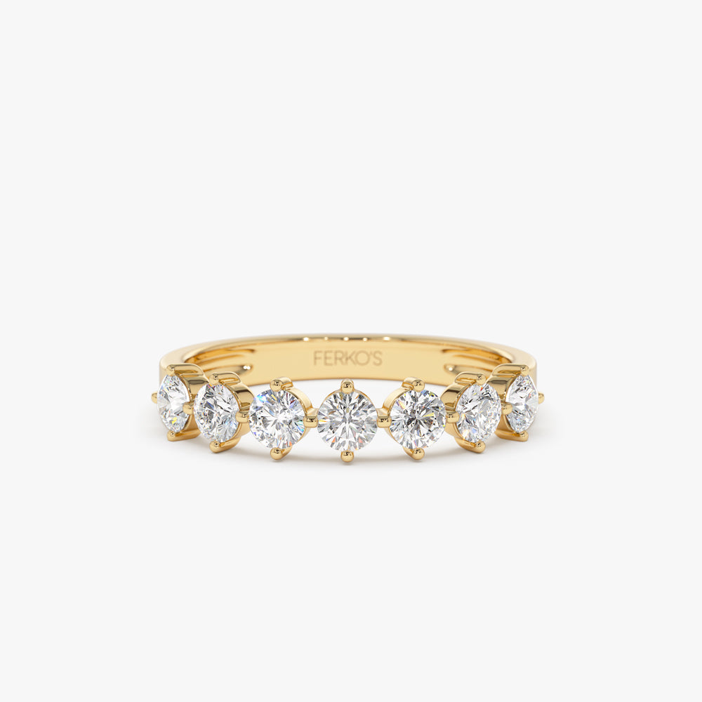 14k 7 Stone Prong Setting Diamond Wedding Band 0.70 Ctw 14K Gold Ferkos Fine Jewelry