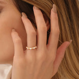 14k Alternating Beads & Bezel Setting Diamond Ring  Ferkos Fine Jewelry