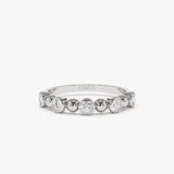 14k Alternating Beads & Bezel Setting Diamond Ring 14K White Gold Ferkos Fine Jewelry
