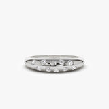 14k Dome Zig Zag Flush Diamond Ring 14K White Gold Ferkos Fine Jewelry