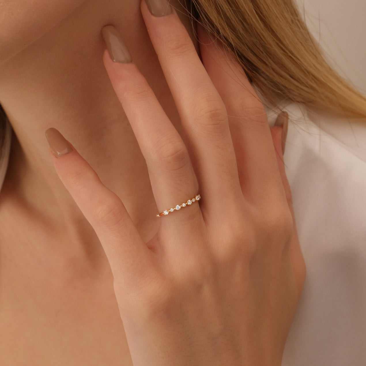 14K Gold Petite Diamond Wedding Ring – FERKOS FJ