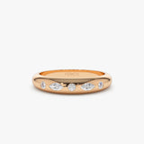 14k Dome Marquise and Round Diamonds Flush Setting Ring 14K Rose Gold Ferkos Fine Jewelry