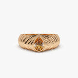 14k Pear Shape Citrine Beveled Ring 14K Rose Gold Ferkos Fine Jewelry