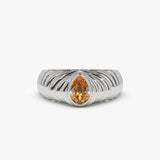 14k Pear Shape Citrine Beveled Ring 14K White Gold Ferkos Fine Jewelry