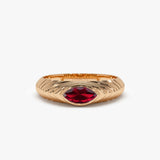 14k Marquise Shape Garnet Beveled Ring 14K Rose Gold Ferkos Fine Jewelry