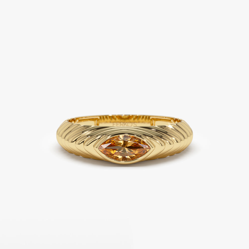 14k Marquise Shape Citrine Beveled Ring 14K Gold Ferkos Fine Jewelry