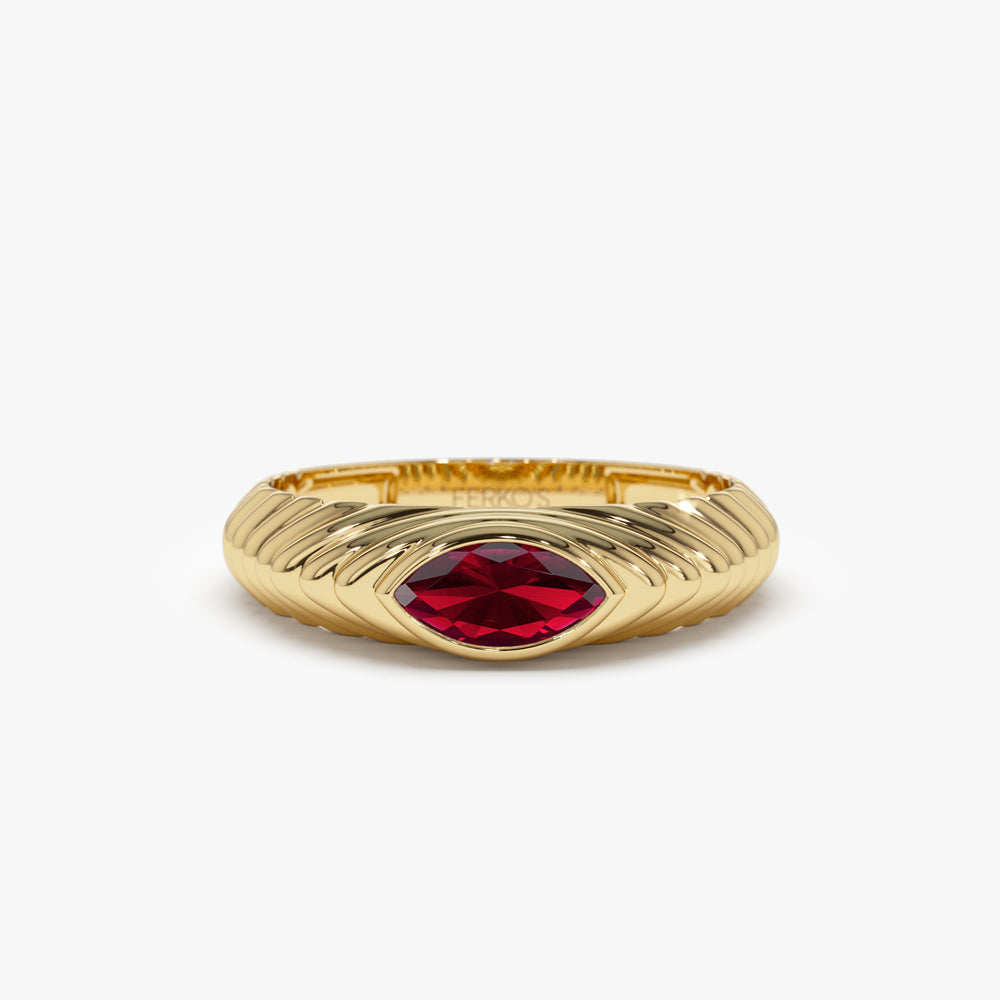 14k Marquise Shape Garnet Beveled Ring 14K Gold Ferkos Fine Jewelry