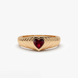 14k Heart Shape Garnet Beveled Ring 14K Rose Gold Ferkos Fine Jewelry