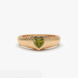 14k Heart Shape Peridot Beveled Ring 14K Rose Gold Ferkos Fine Jewelry
