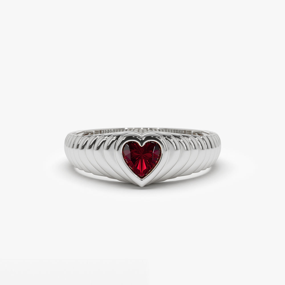14k Heart Shape Garnet Beveled Ring Ferkos Fine Jewelry