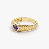 14k Heart Shape Amethyst Beveled Ring  Ferkos Fine Jewelry