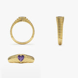 14k Heart Shape Amethyst Beveled Ring  Ferkos Fine Jewelry