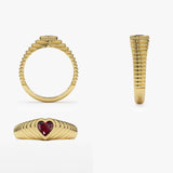 14k Heart Shape Garnet Beveled Ring  Ferkos Fine Jewelry