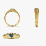 14k Heart Shape Blue Topaz Beveled Ring  Ferkos Fine Jewelry