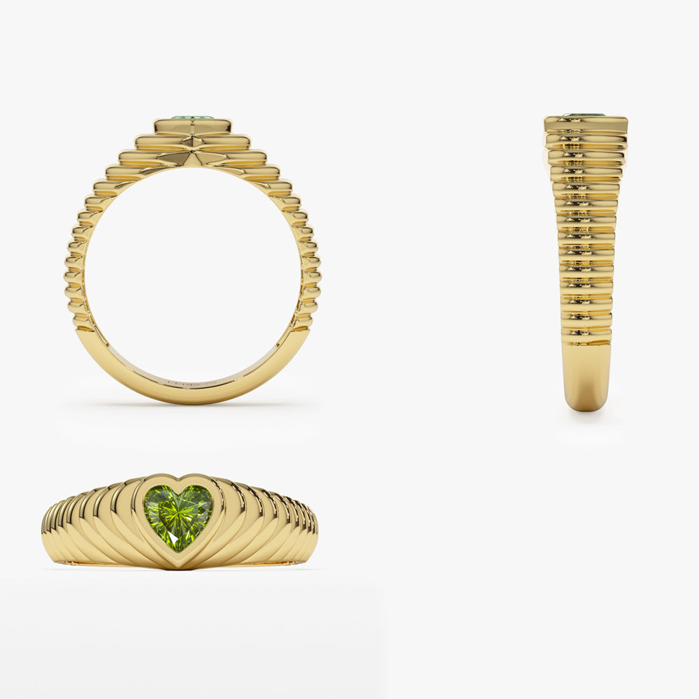 14k Heart Shape Peridot Beveled Ring  Ferkos Fine Jewelry