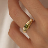 14k Heart Shape Peridot Beveled Ring  Ferkos Fine Jewelry