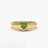 14k Heart Shape Peridot Beveled Ring 14K Gold Ferkos Fine Jewelry
