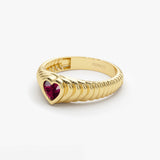 14k Heart Shape Ruby Beveled Ring  Ferkos Fine Jewelry