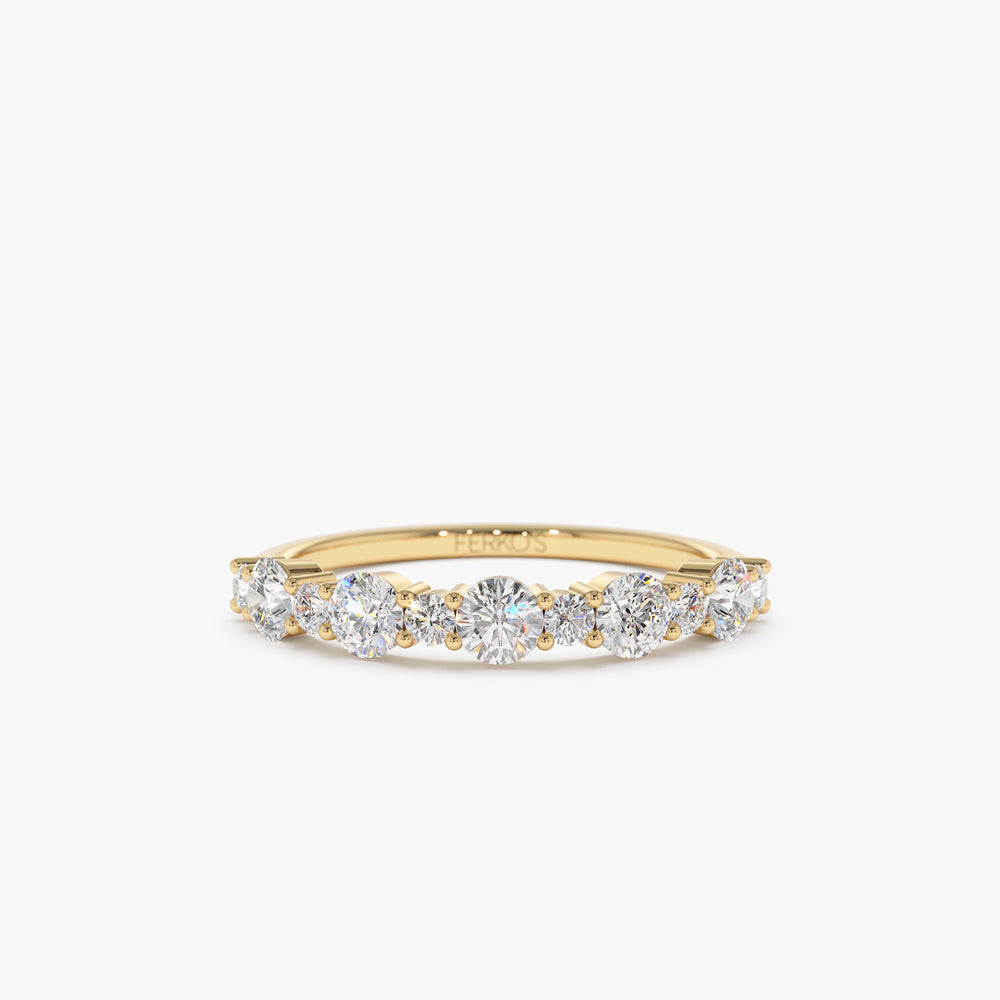 14k Round Diamond Mix Size Anniversary Ring 14K Gold Ferkos Fine Jewelry