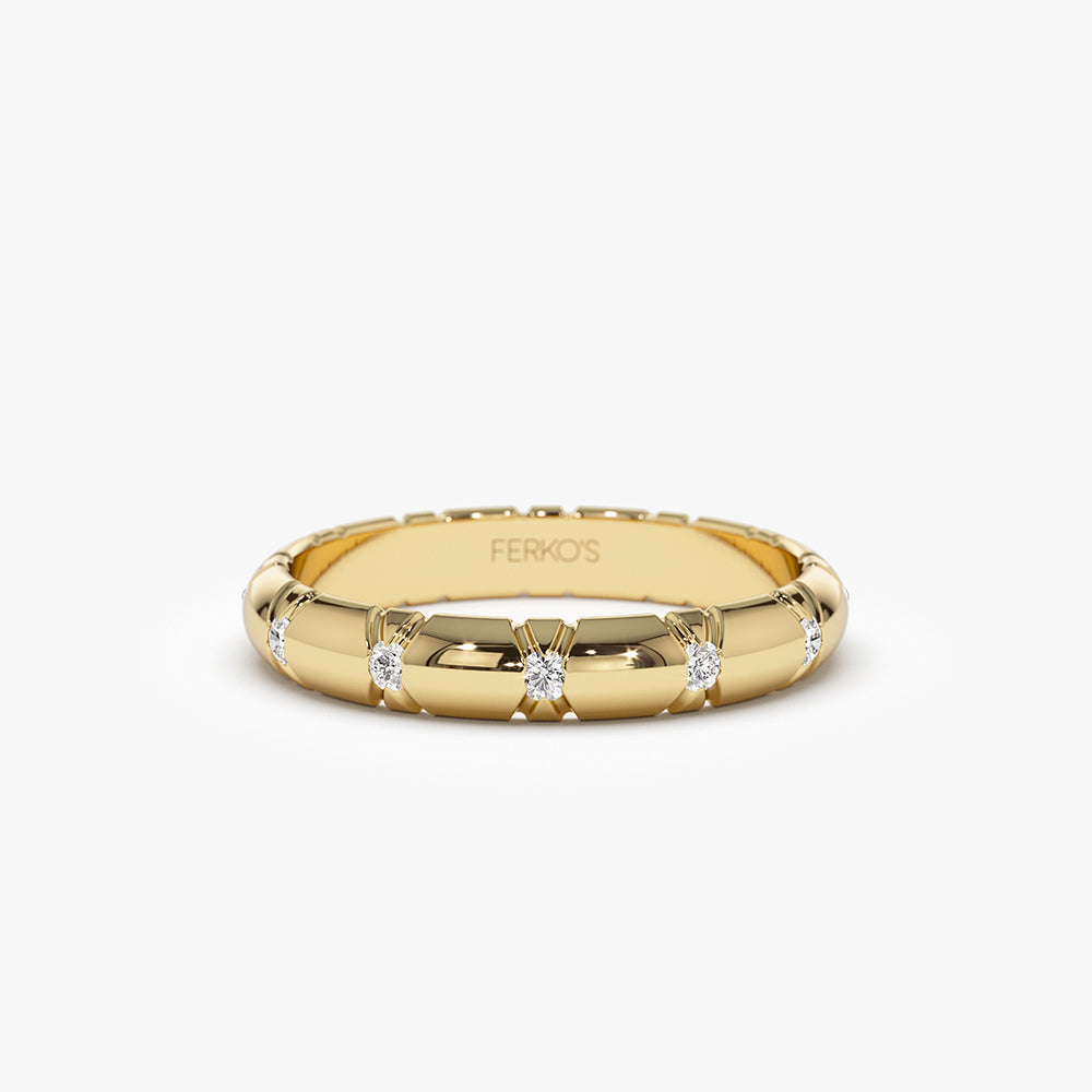 14k 3MM Unique X Cut Design Diamond Wedding Ring – Ferkos Fine Jewelry