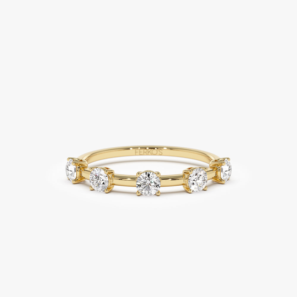 14k Five Stone Prong Setting Diamond Ring 0.50ctw 14K Gold Ferkos Fine Jewelry