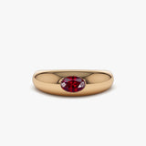 14k Flush Set Oval Ruby Dome Ring 14K Rose Gold Ferkos Fine Jewelry