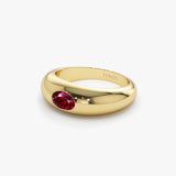 14k Flush Set Oval Ruby Dome Ring  Ferkos Fine Jewelry