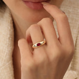 14k Flush Set Oval Ruby Dome Ring  Ferkos Fine Jewelry