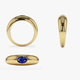 14k Flush Set Oval Sapphire Dome Ring  Ferkos Fine Jewelry