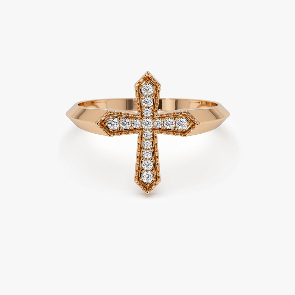 14k Solid Yellow Gold Sideways Cross Stacking Ring - Norm Jewels – NORM  JEWELS