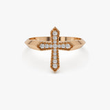14k Diamond Cross Ring 14K Rose Gold Ferkos Fine Jewelry