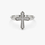 14k Diamond Cross Ring 14K White Gold Ferkos Fine Jewelry