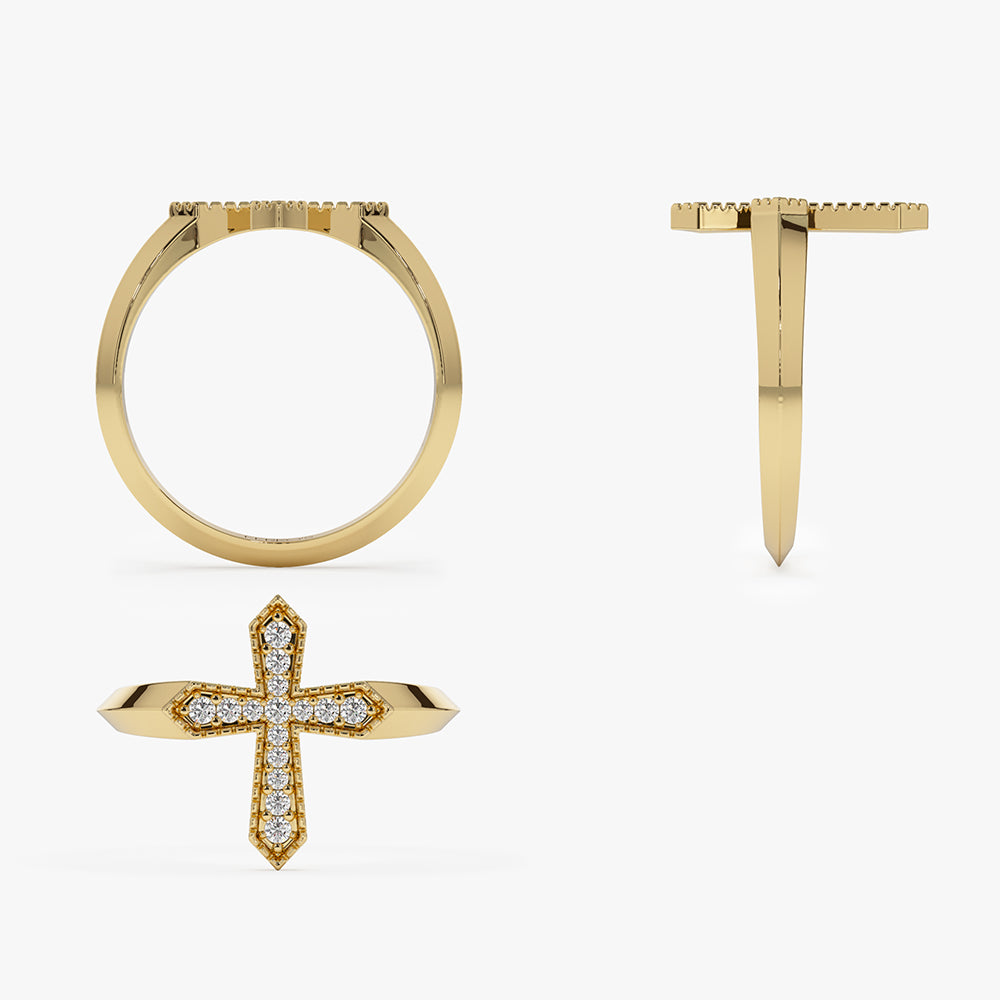Cross Ring Gold, Gold Ring, Crystal Ring, Religious Ring, Adjustable Ring,  Christian Ring, Cross Ring, Gold Cross Ring - Etsy